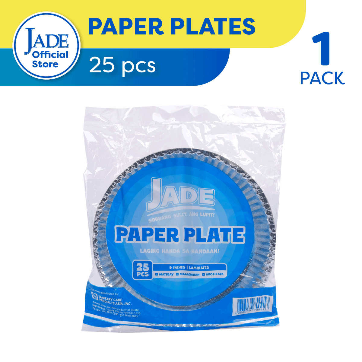 Jade Paper Plates Laminated 25pcs. 9-inches