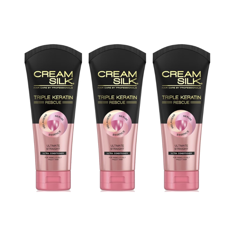 [BUNDLE OF 3] Cream Silk Triple Keratin Rescue Ultra Conditioner Ultimate Straight 170ml