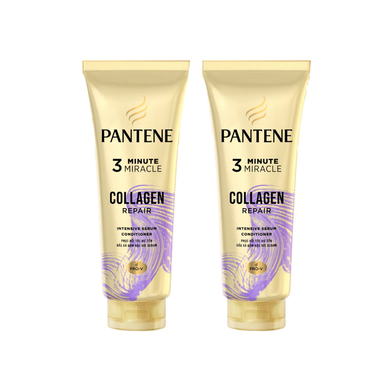 [BUNDLE OF 2] Pantene 3 Minute Miracle Conditioner Total Damage Care Collagen Repair Hair Care 300ml